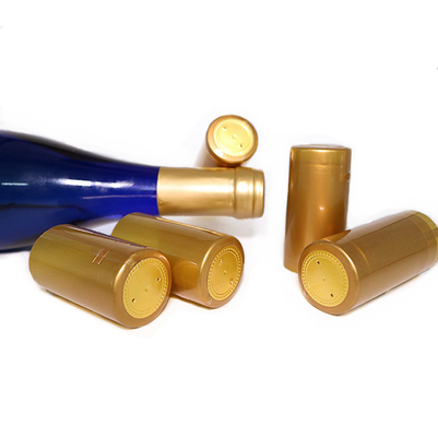 Durch Hitze schrumpfbare PVC-Wein-Flasche kapselt 65mm Höhen-Goldfarbe ein